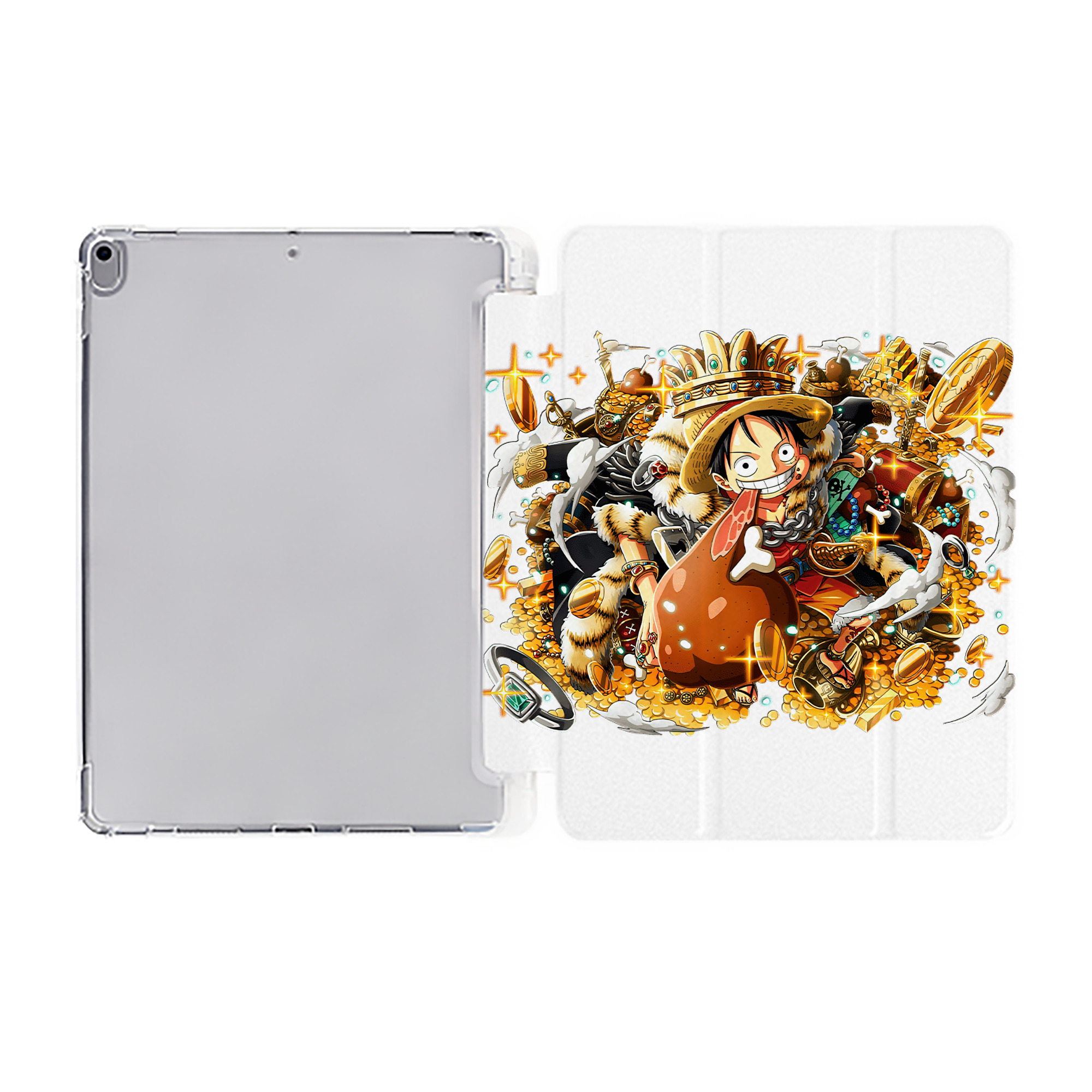 （画像用） ワンピース モンキー・D・ルフィ ONE PIECE Monkey D. Luffy IPad ケース ペン収納付き 三つ折りスタンド PUレザー×シリコン 対応機種9.5/10.5/10.9インチ